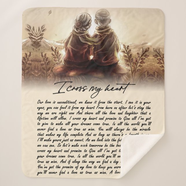 Ich kreuze mein Herz, goldenes Jubiläumsgeschenk Sherpadecke (Vorderseite)