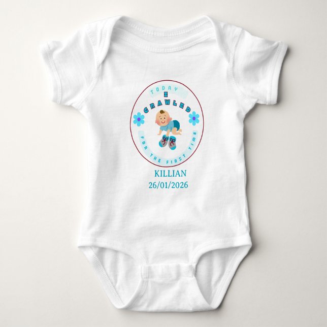 Ich kroch zum 1. Mal  Baby Strampler (Vorderseite)