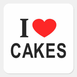Ich ❤️ KUCHEN Ich liebe Kuchen Ich mag Kuchen  Quadratischer Aufkleber