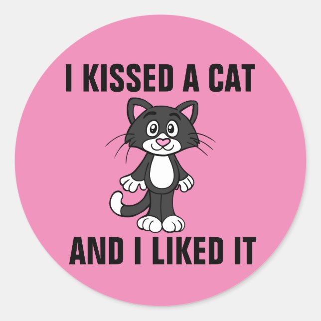 ICH KÜSTE EINE KATZE UND ICH MAG ES, Funny Sticker (Vorderseite)
