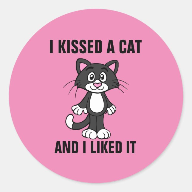 ICH KÜSTE EINE KATZE UND ICH MAG ES, Funny Sticker (Vorderseite)