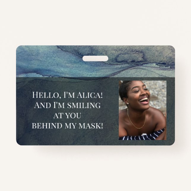 Ich lächle dich hinter dieser Maske an!Blauer Abst Ausweis (Vorderseite)