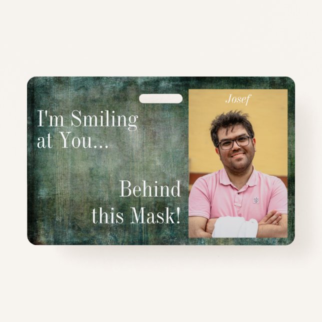 Ich lächle dich hinter dieser Maske an! Grüne Grun Ausweis (Vorderseite)