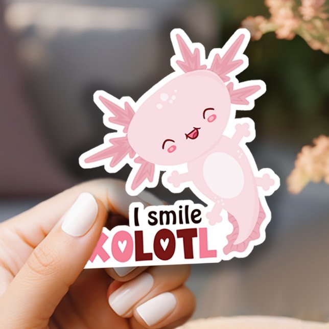 Ich lächle eine Menge Kawaii Axolotl Aufkleber (Von Creator hochgeladen)