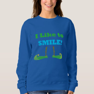 Ich lächle gerne Weihnachts-Elf-Frauenpulli Sweatshirt