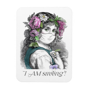 ICH LÄCHLE! Hübsches Mädchen trägt Gesichtsmaske Magnet