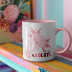 Ich lächle viel Personalisiert Kawaii Axolotl Tasse