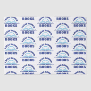 Ich las das verbotene, bücherblaue Textdesign Seidenpapier