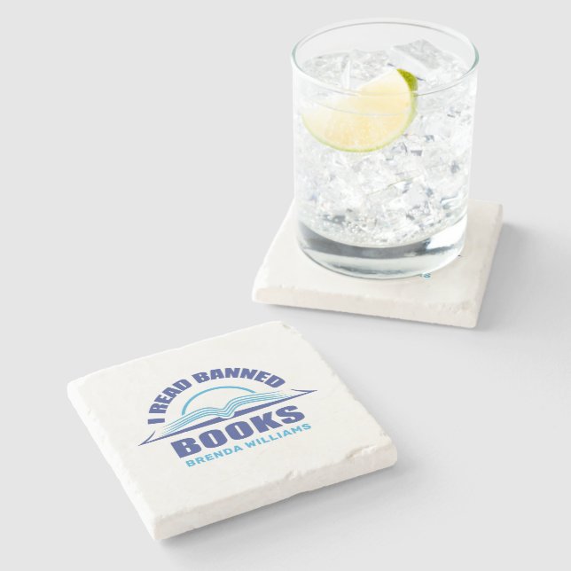 Ich las verbotene Bücher individuelle Name Unterse Steinuntersetzer (Seitenansicht)