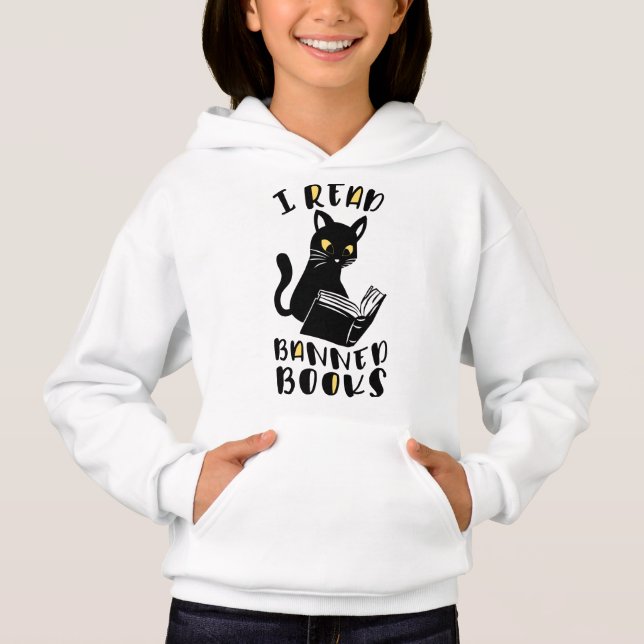 Ich las verbotene Bücher Katze Hoodie (Vorderseite)