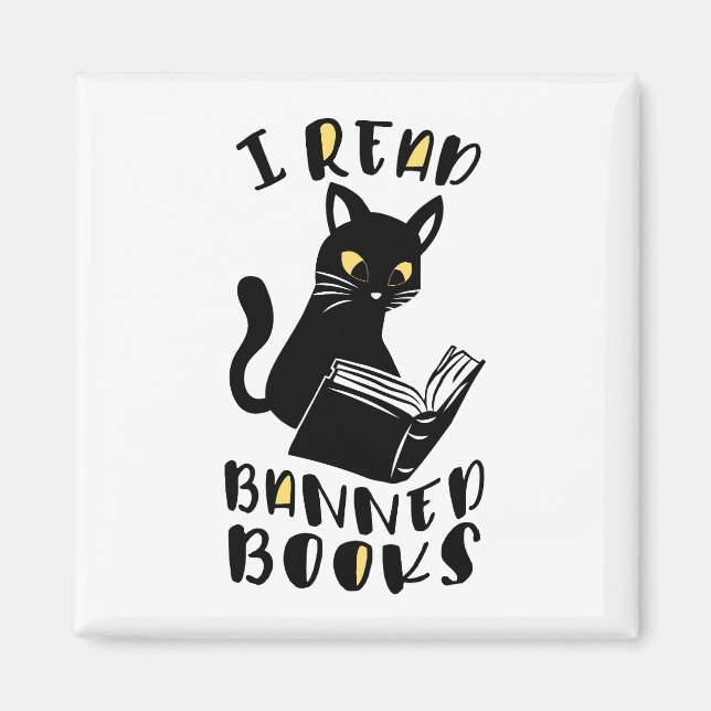 Ich las verbotene Bücher Katze Magnet (Vorne)