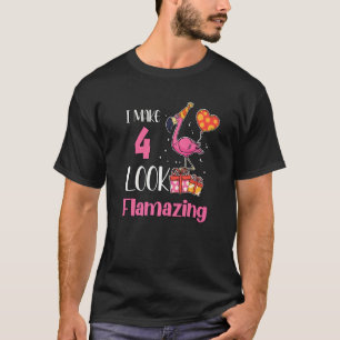 Ich lasse 4 sehen fantastisch 4 Jahre alt Flamingo T-Shirt