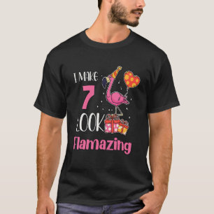 Ich lasse 7 sehen fantastisch 7 Jahre alt Flamingo T-Shirt