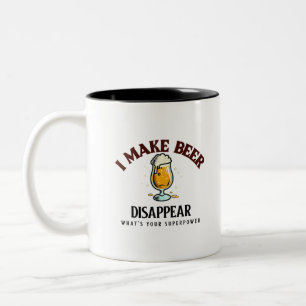 Ich lasse Bier verschwinden Was ist deine Superkra Zweifarbige Tasse