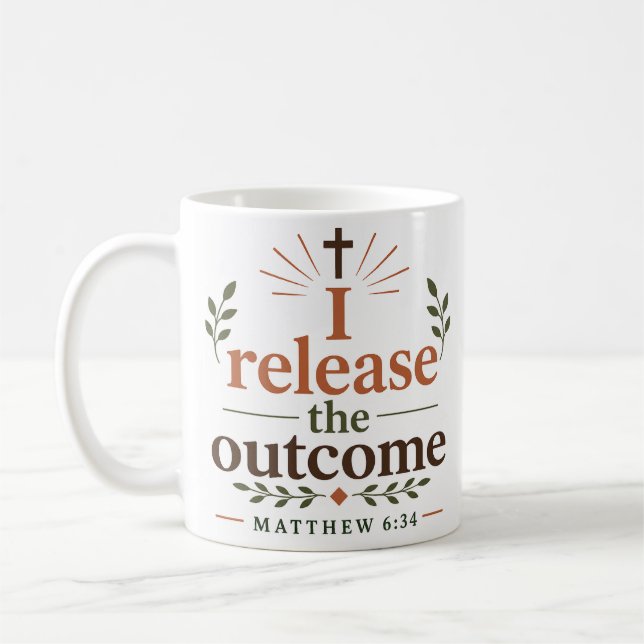 Ich lasse das Ergebnis los. Moderner christlicher  Kaffeetasse (Links)