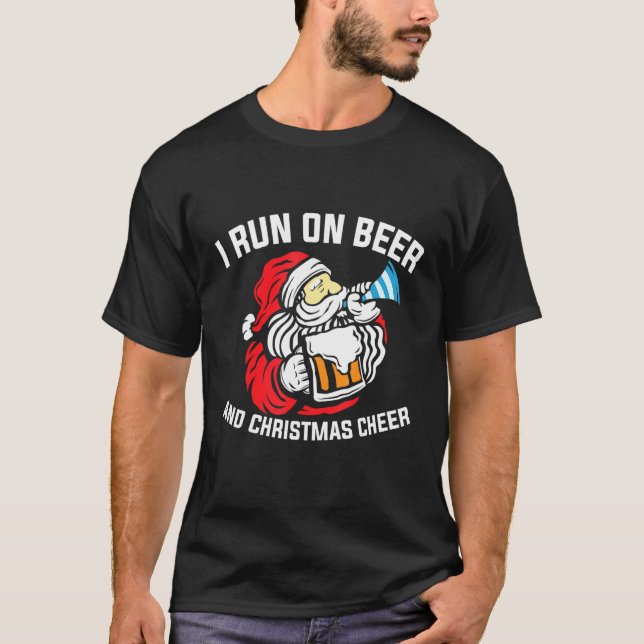 Ich laufe auf Biere und Weihnachts-Cheer Weihnacht T-Shirt (Vorderseite)