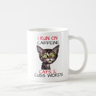 ICH LAUFE AUF CAFFEINE CATS & CUSS WORTEN KAFFEETASSE