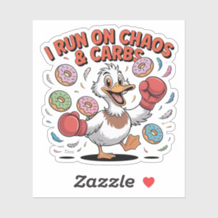 Ich laufe auf Chaos & Carbs - Funny Duck Boxing Do Aufkleber