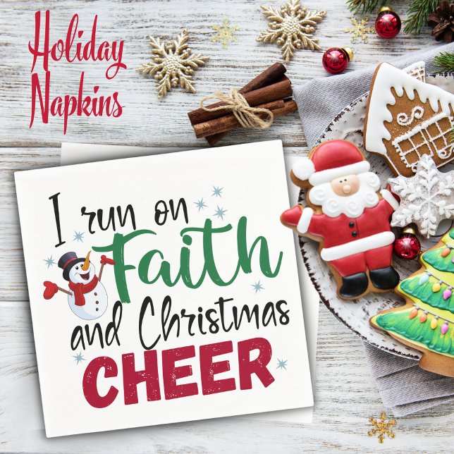 Ich laufe auf den Glauben und Weihnachten-Freude-U Serviette (I Run On Faith and Christmas Cheer Fun Holiday Napkins)
