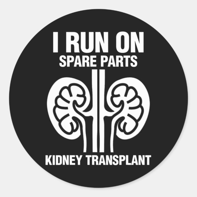 Ich laufe auf Ersatzteilen Fun Niere Transplantati Runder Aufkleber (Vorderseite)