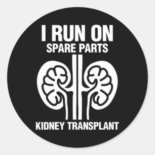 Ich laufe auf Ersatzteilen Fun Niere Transplantati Runder Aufkleber