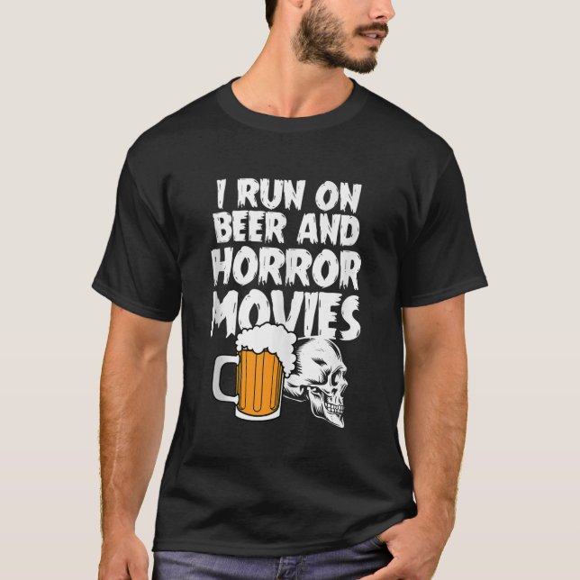 Ich laufe auf Halloween-Kostüm für Bier und Horror T-Shirt (Vorderseite)
