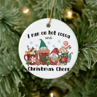 Ich laufe auf heißem Kakao und Weihnachtsjubeln Keramik Ornament