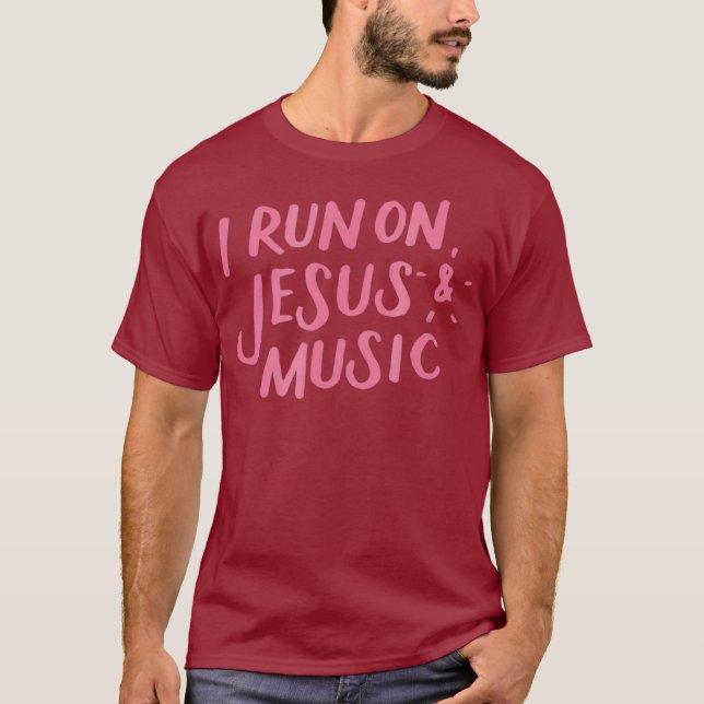 Ich laufe auf Jesus und Music T-Shirt Funny Christ (Vorderseite)