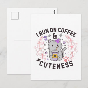 Ich laufe auf Kaffee & Niedlichkeit Süße Kitty Des Postkarte