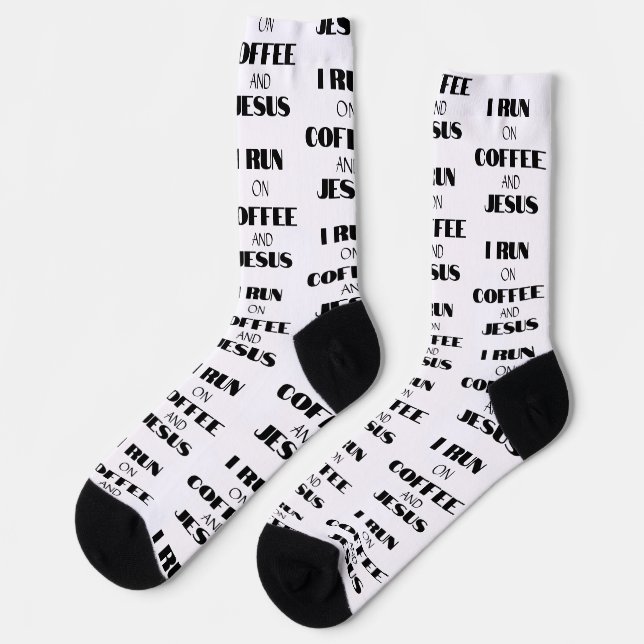 Ich laufe auf Kaffee und Jesus Socken (Linkes Detail)