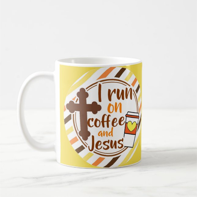 Ich laufe auf Kaffee-und Jesuss christlichen Kaffeetasse (Links)