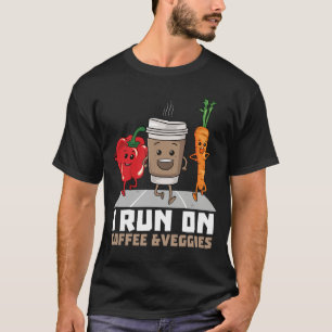 Ich laufe auf Kaffee und Veggies Vegane Runner Veg T-Shirt