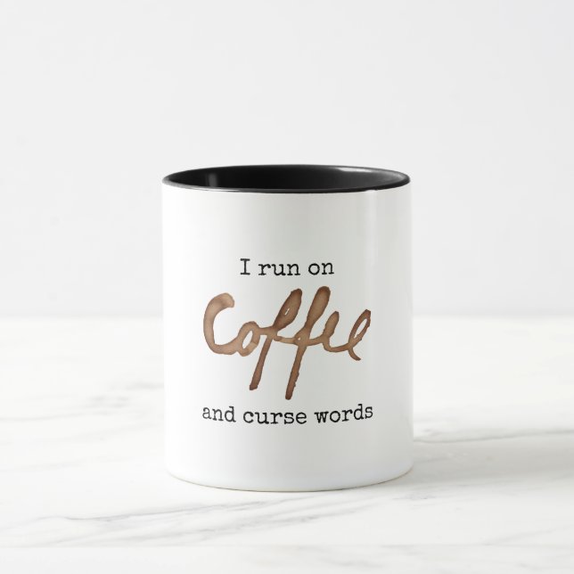 Ich laufe auf Kaffee und verfluche Worte lustig Tasse (Zentrum)