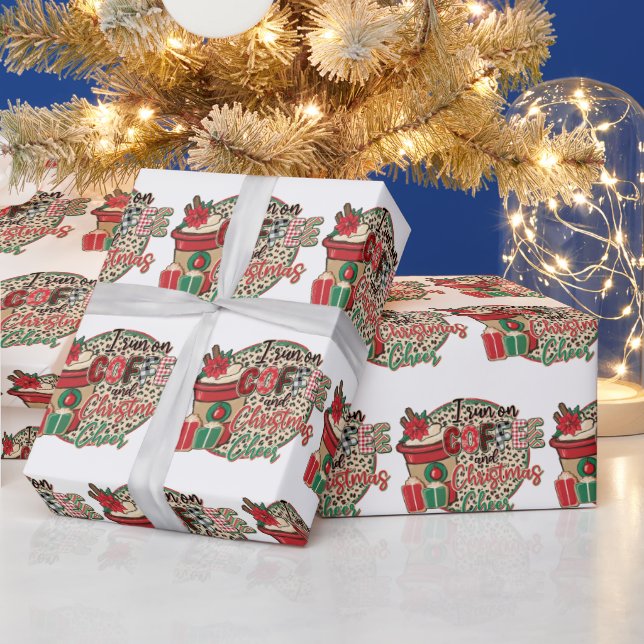 Ich laufe auf Kaffee und Weihnachts-Chef Geschenkpapier (Feiertage)