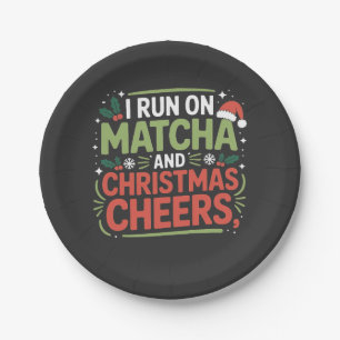 Ich laufe auf Matcha und Weihnachten heiße grünes Pappteller