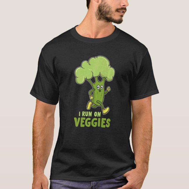 Ich laufe auf Veggies, dem sportlichen Brokkoli T-Shirt (Vorderseite)