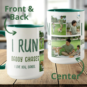 Ich laufe, Daddy jagt lustige Kinder-Fotocollage Tasse