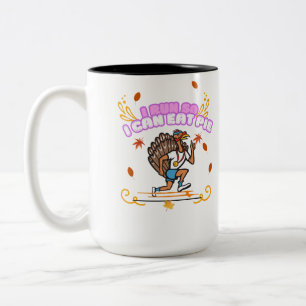 Ich laufe, damit ich Kuchen essen kann Truthahn-Tr Zweifarbige Tasse