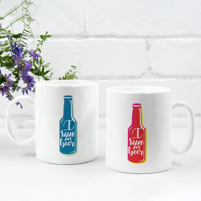Ich laufe für Bier Fitness Spaß Red Blue Flasche Tasse (Von Creator hochgeladen)