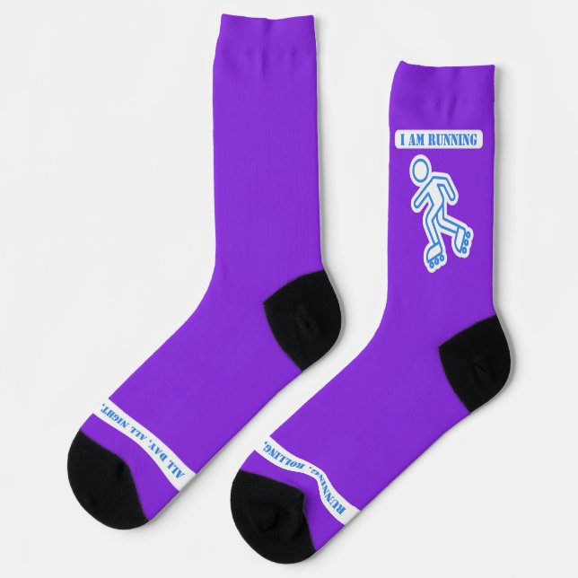 Ich laufe, lila Rollerblase Socken (Linkes Detail)