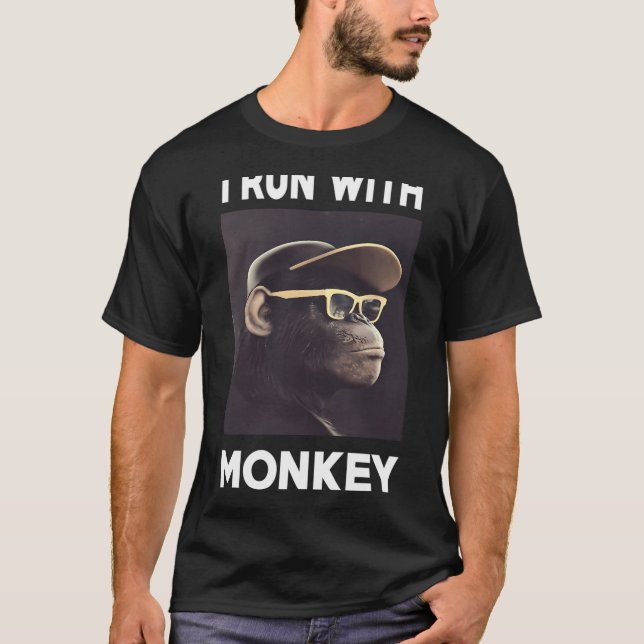 ich laufe mit Affe Shirt T-Shirt Tees (Vorderseite)