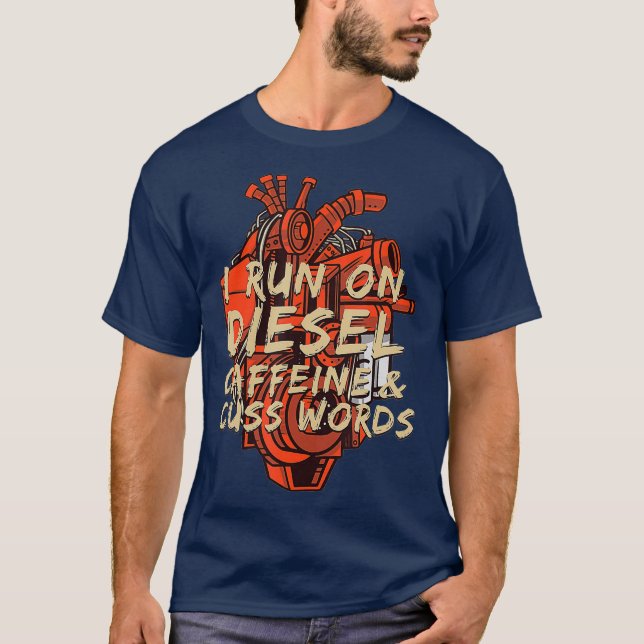Ich laufe mit Diesel Funny Diesel Head Mechanik T-Shirt (Vorderseite)