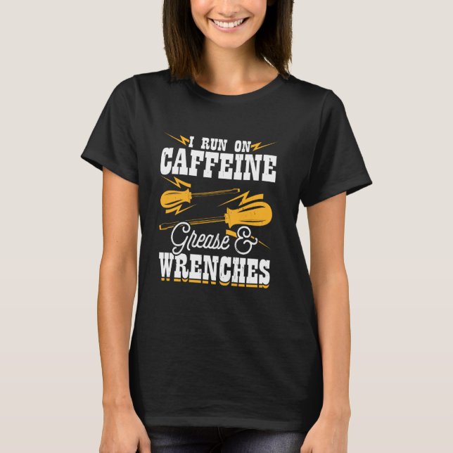 Ich laufe mit Koffein-Fett und -Wrenches T-Shirt (Vorderseite)