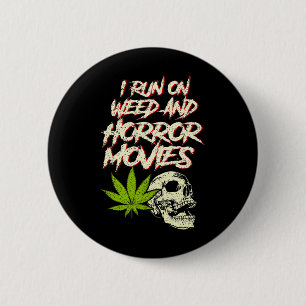 Ich laufe Weh Horror Movies Skull Funny Halloween  Button