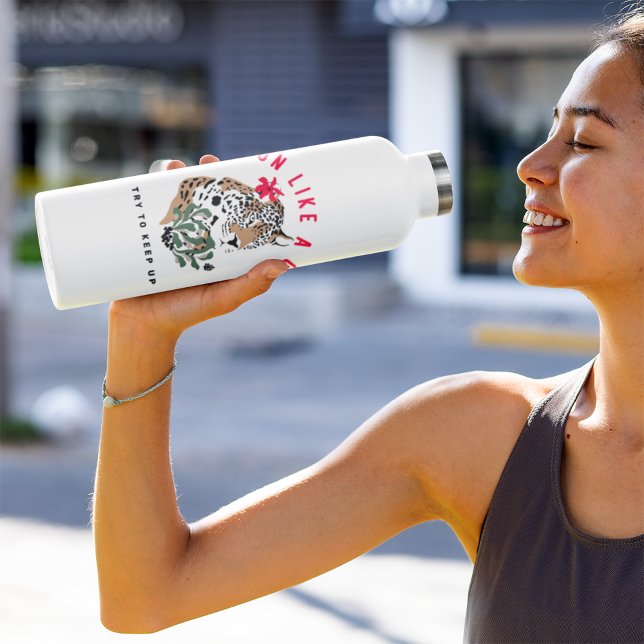 Ich laufe wie ein Motivierend Mädchen mit rotem Le Edelstahlflasche (Von Creator hochgeladen)