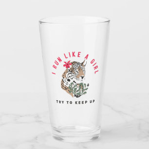 Ich laufe wie ein Motivierend Mädchen mit rotem Le Glas