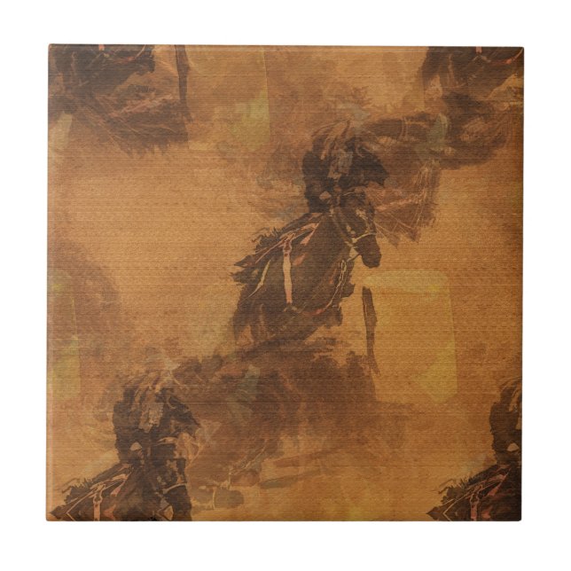 Ich lebe auf Barrel Race - Rodeo Event Square Fliese (Vorderseite)