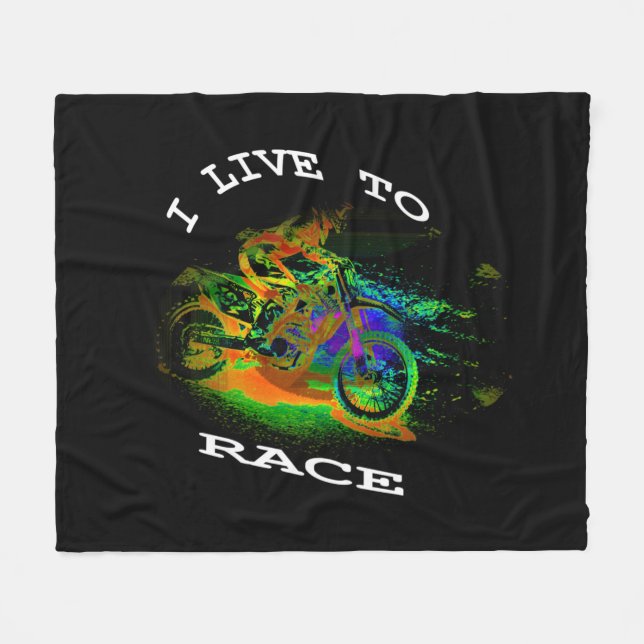 ICH LEBE AUF RACE - Motocross Racer Fleece Blanket (Vorderseite (Horizontal))