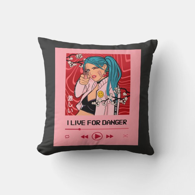 Ich lebe für Gefahr - Anime Design Lover für Musik Kissen (Vorderseite)