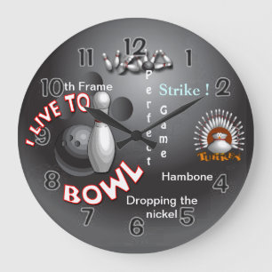 Ich lebe in Bowl Große Wanduhr